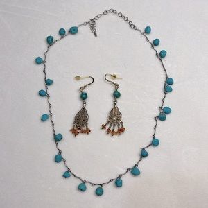 Turquoise, necklace and earrings set